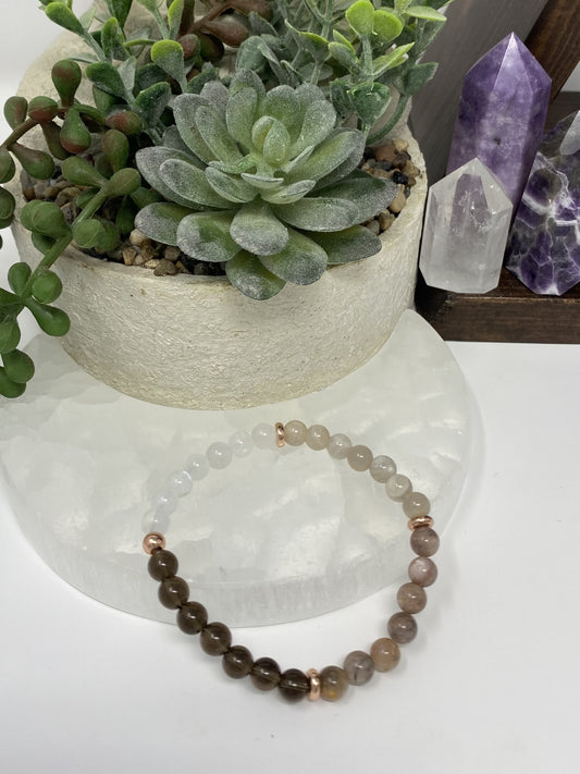 Moonstone & Smoky Quartz Bracelet